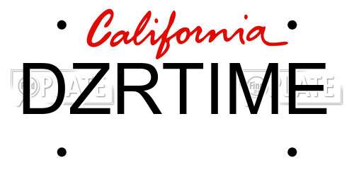 DZRTIME California License Plate