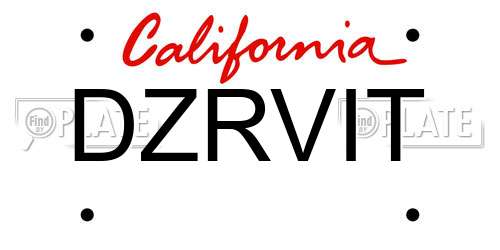 DZRVIT California License Plate