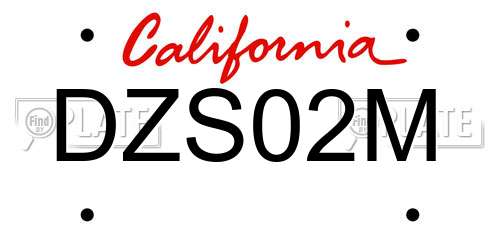 DZS02M California License Plate