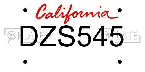 DZS545 California License Plate