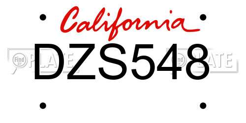 DZS548 California License Plate