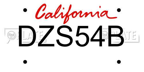 DZS54B California License Plate