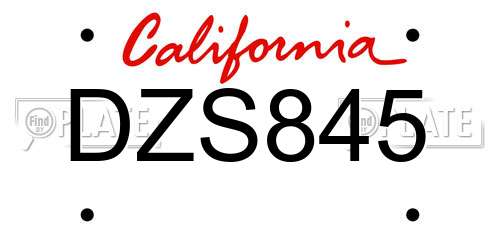 DZS845 California License Plate