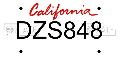 DZS848 California License Plate