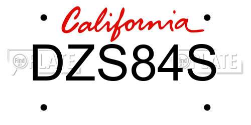 DZS84S California License Plate
