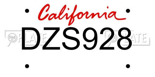 DZS928 California License Plate