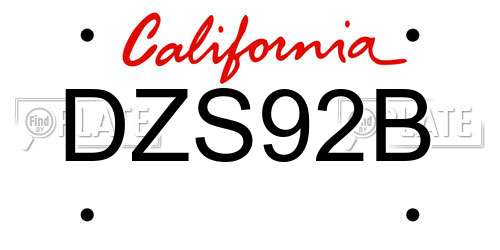 DZS92B California License Plate