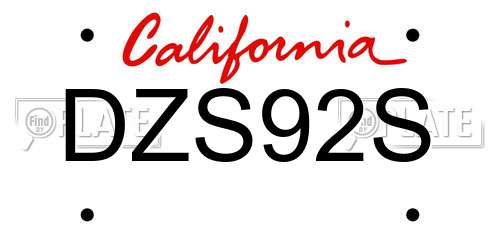 DZS92S California License Plate