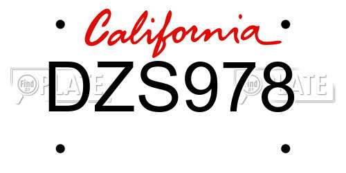DZS978 California License Plate