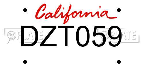 DZT059 California License Plate