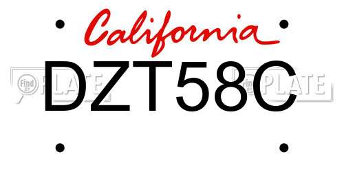 DZT58C California License Plate