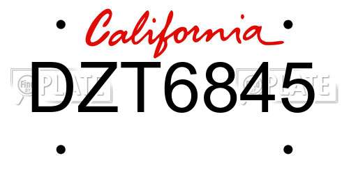 DZT6845 California License Plate