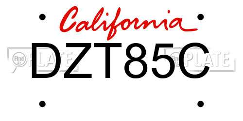 DZT85C California License Plate