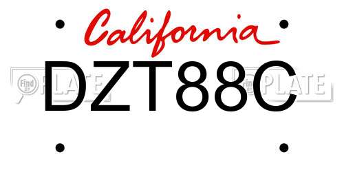 DZT88C California License Plate