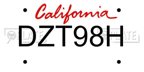 DZT98H California License Plate