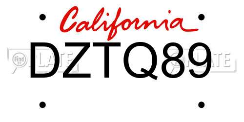 DZTQ89 California License Plate