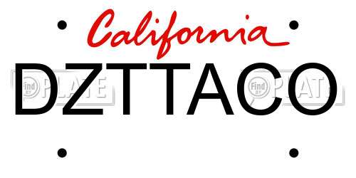 DZTTACO California License Plate