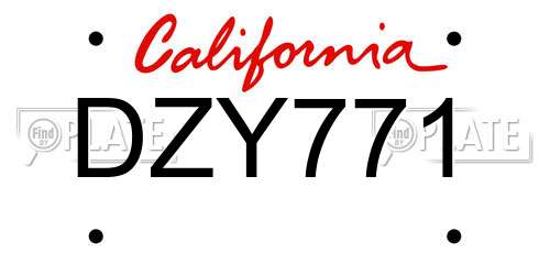 DZY771 California License Plate