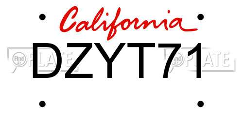 DZYT71 California License Plate