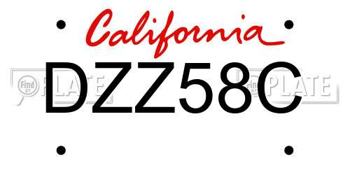 DZZ58C California License Plate