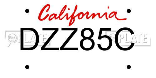 DZZ85C California License Plate