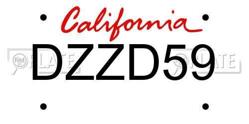 DZZD59 California License Plate