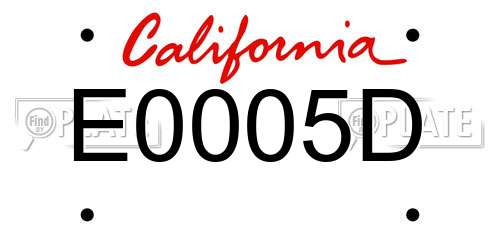 E0005D California License Plate