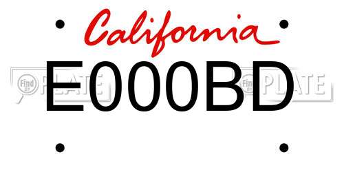 E000BD California License Plate