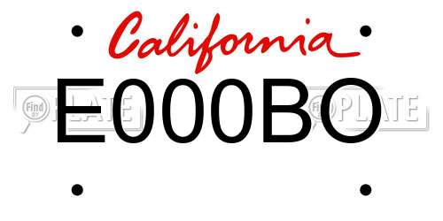 E000BO California License Plate