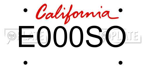 E000SO California License Plate
