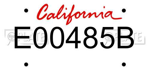 E00485B California License Plate
