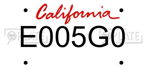 E005G0 California License Plate