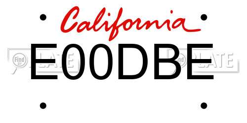 E00DBE California License Plate