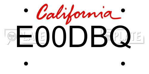 E00DBQ California License Plate