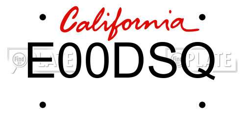 E00DSQ California License Plate