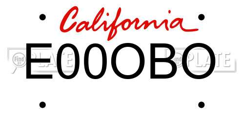 E00OBO California License Plate