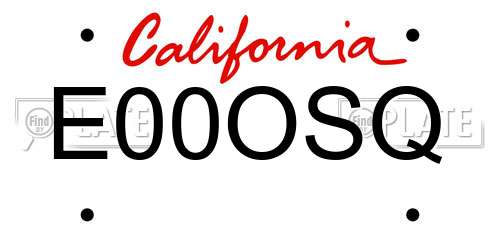 E00OSQ California License Plate