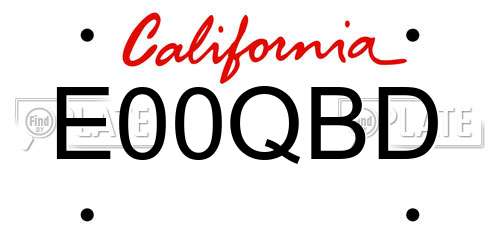 E00QBD California License Plate