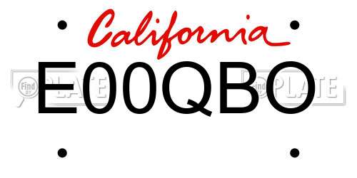 E00QBO California License Plate