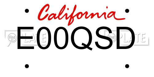 E00QSD California License Plate