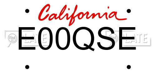 E00QSE California License Plate