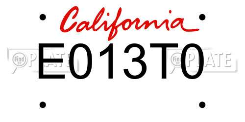 E013T0 California License Plate