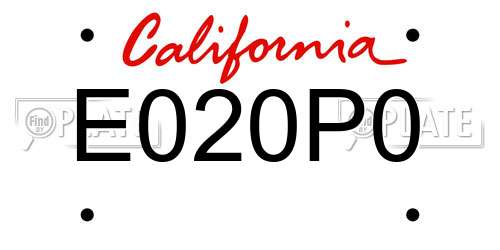 E020P0 California License Plate