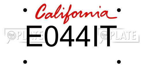 E044IT California License Plate