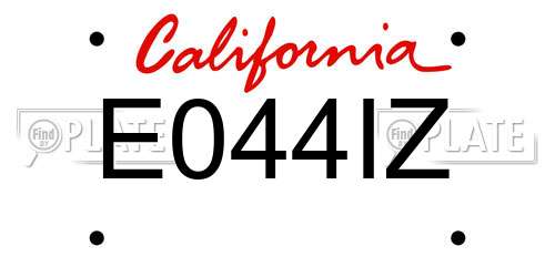 E044IZ California License Plate
