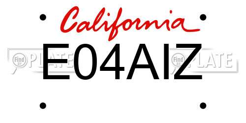 E04AIZ California License Plate