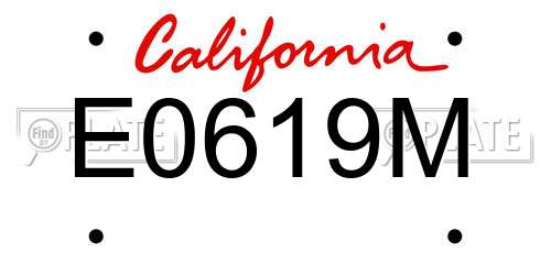 E0619M California License Plate