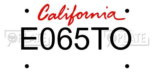 E065TO California License Plate