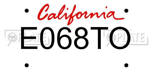 E068TO California License Plate