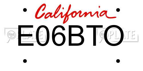 E06BTO California License Plate